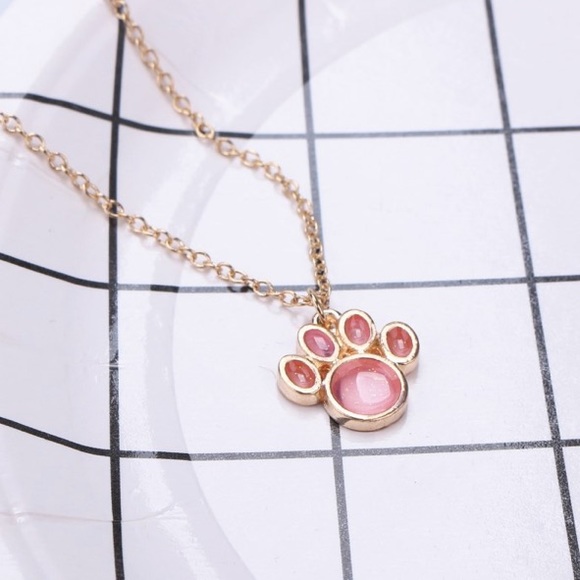 Jewelry - Gold Filled Pink Paw Necklace